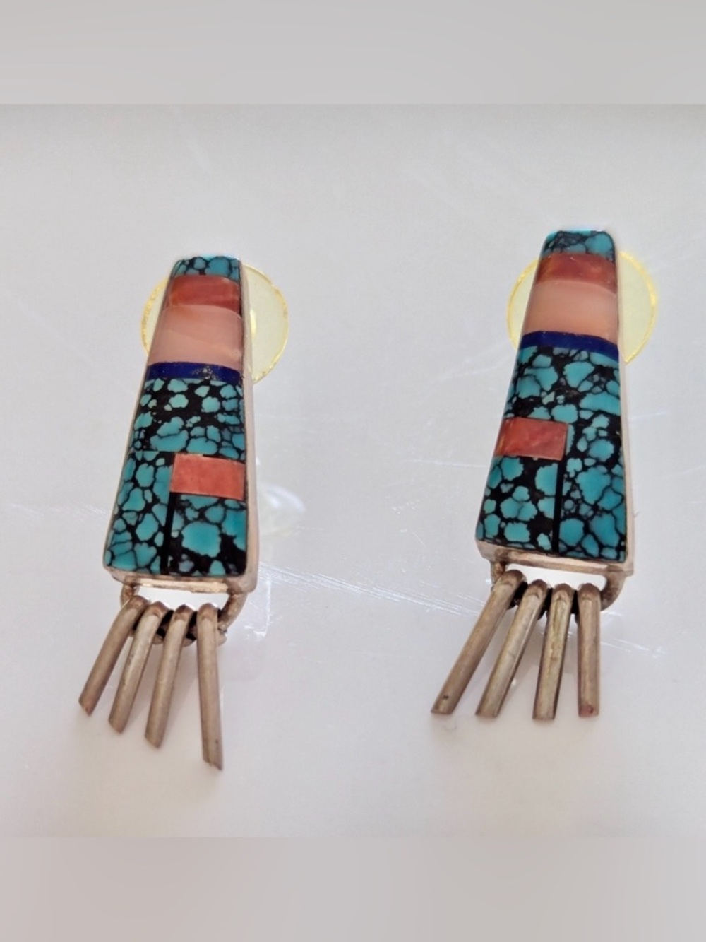 Vintage Native American Multistone Dangle Earrings